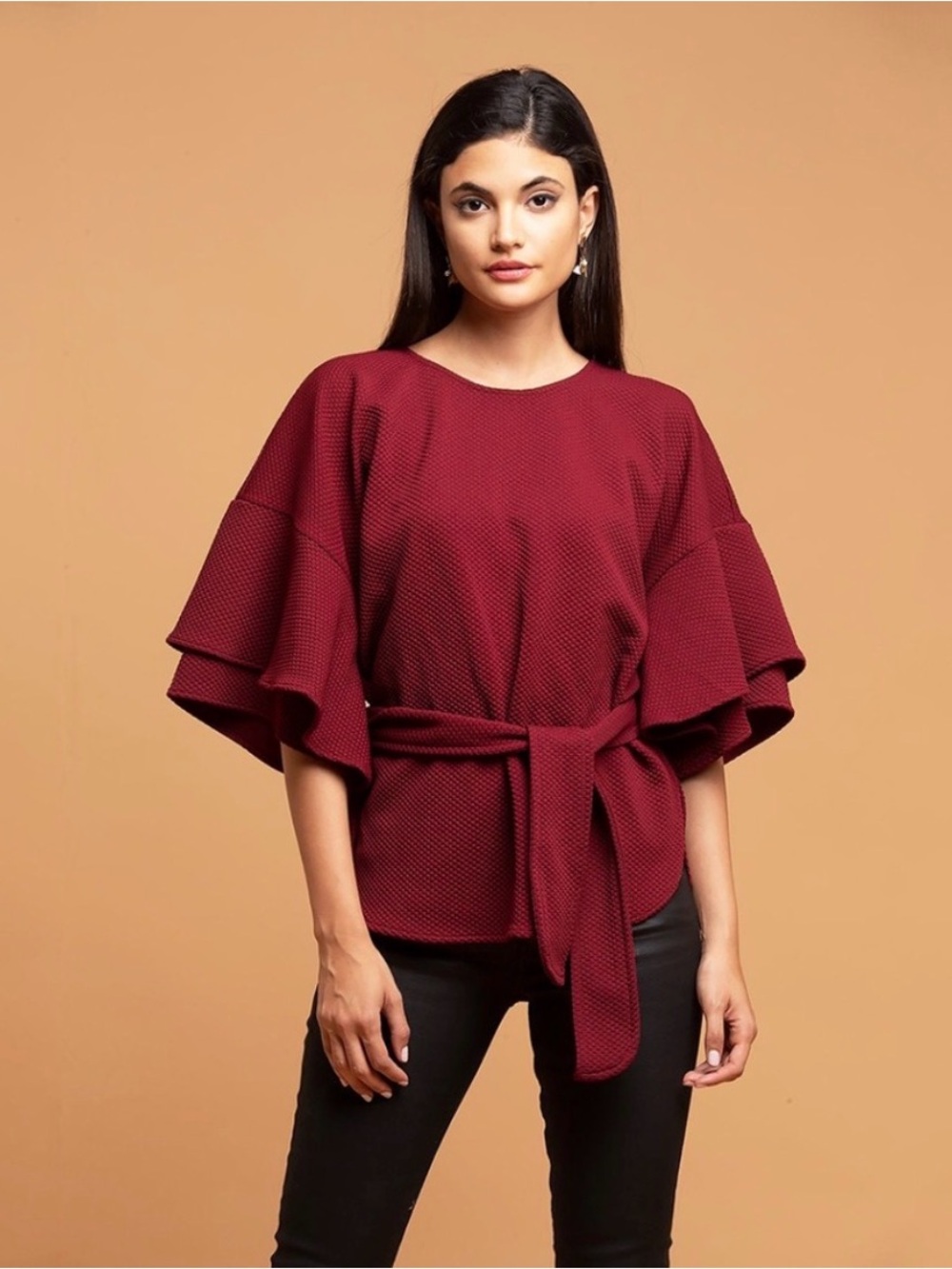 Burgundy red Eva Franco top from Anthropologie